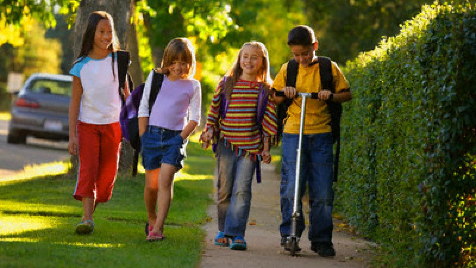 kids walking to school