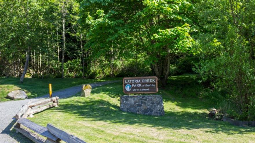 Latoria Creek Park sign and entrance.