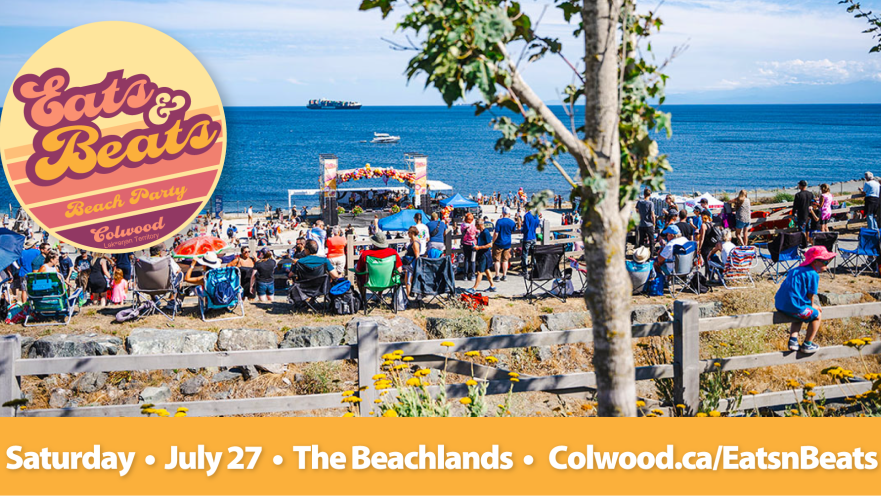 image of crowd at eats and beats beach party in colwood