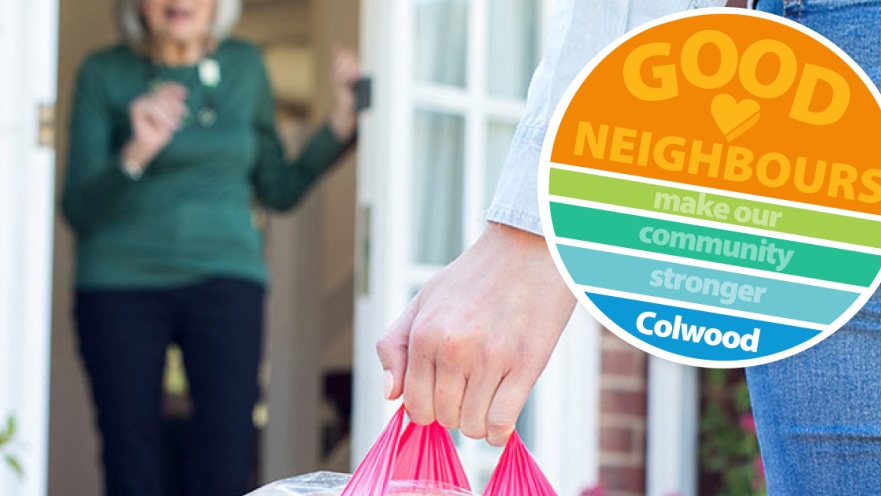 woman holding bag for neighbour