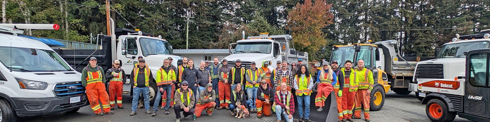 public works team and equipment