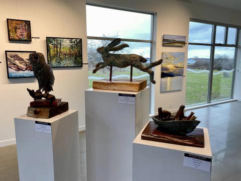 art pieces displayed in the goldfinch arts centre gallery