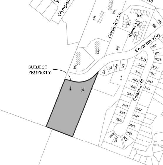 Map showing the subject property on Bezanton Way near Creekview Lane.