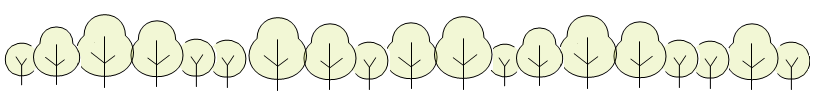 Illustration of a row of stylized green trees in varying sizes, arranged in a repeating pattern across the image.