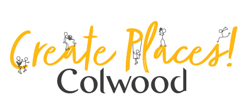 Create Places! Colwood logo with stick figures.