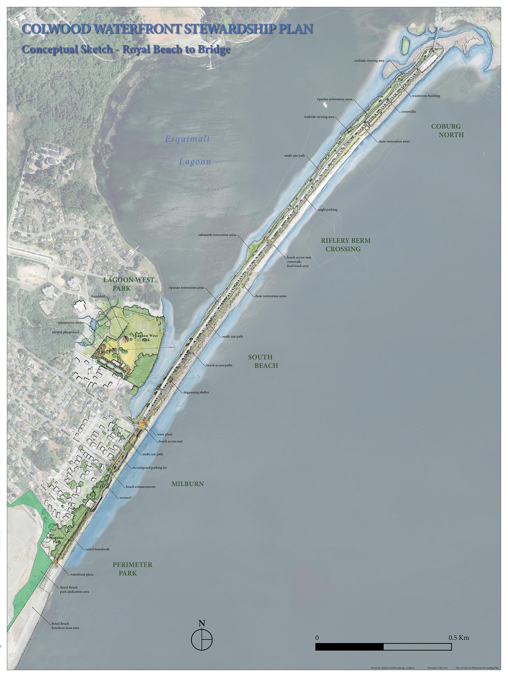 map showing waterfront walkway plan