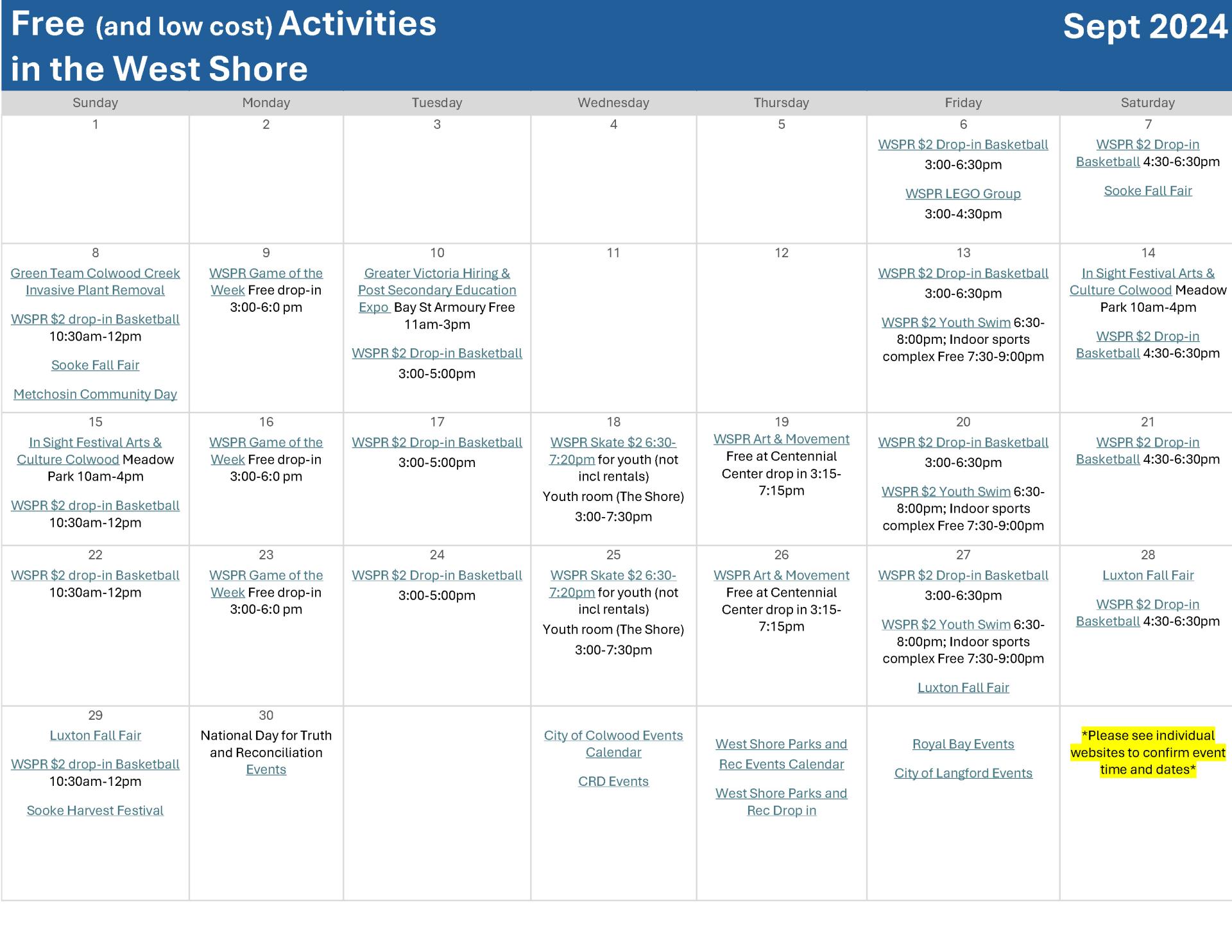 calendar youth activity september