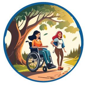 woman wheelchair tree